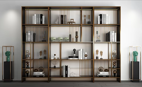 Light Luxury Bookcase Metal Bookcase 3d model