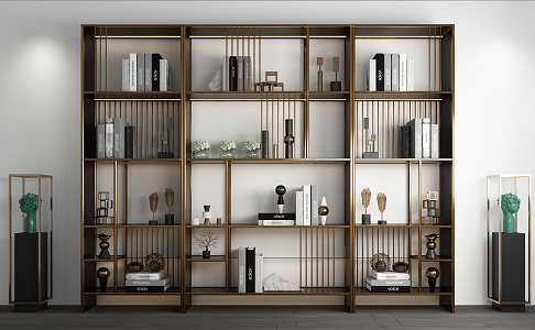 Light Luxury Bookcase Metal Bookcase 3d model