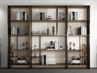 Light Luxury Bookcase Metal Bookcase 3d model