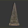 Wooden Pyramid Shaped Sculpture With Drawer Design And Intricate Carvings