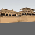Ancient Chinese Architecture Featuring Multiple Traditional Roofs And Connected Buildings 3d model