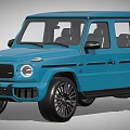 Blue Luxury Mercedes G Class SUV With Square Design And Large Black Wheels