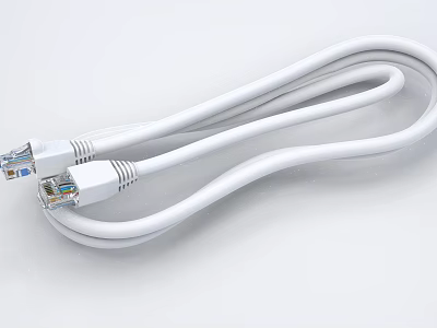 White Ethernet Cable For High Speed Internet Data Transfer In Digital Devices 3d model