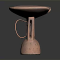 Unique Terracotta Stool With Curved Top And Artisanal Carved Base Design