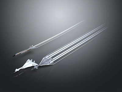 Sleek Silver Metallic Slender Decorative Pieces With Sharp Ends And Glossy Surfaces 3d model