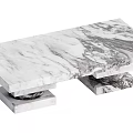 Sleek Modern Marble Coffee Table With Veined Top And Double Square Base 3d model