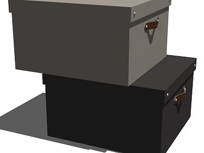 Gray and Black Stacked Storage Boxes with Metal Clasps for Home Organization 3d model