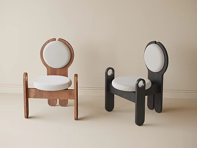 Modern Children's Chairs With Wooden And Black Frame Soft White Cushion Design 3d model