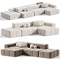 Modern Beige Fabric Casual Sofa Set with Modular Design and Comfortable Cushions for Living Room