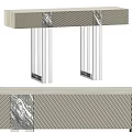 Modern Console Table Design With Metallic Columns And Textured Surface 3d model