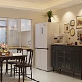Classic American Dining Table Set With Matching Wooden Chairs And Sideboard For Cozy Home Dining Space