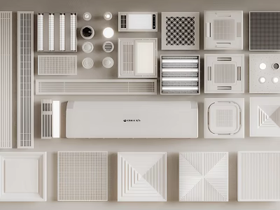 Modern Minimalist Decorative Ornament Set With Geometric Shapes White Light Gray Textures 3d model