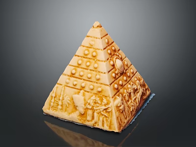 Intricate Carved Pyramid Landscape With Decorative Patterns And Raised Dots Design 3d model