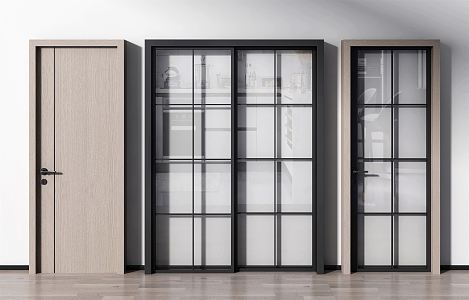 Modern swing door sliding door single door 3d model