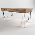 Modern Wooden Desk With Drawers And Sleek Metal Legs Design
