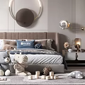 Modern Kids Bedroom Interior With Cozy Bed Plush Toys And Blocks