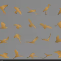 Collection of Golden Flying Animals Silhouettes in Various Poses and Styles