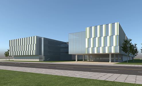 Modern teaching buildings, primary and secondary schools 3d model