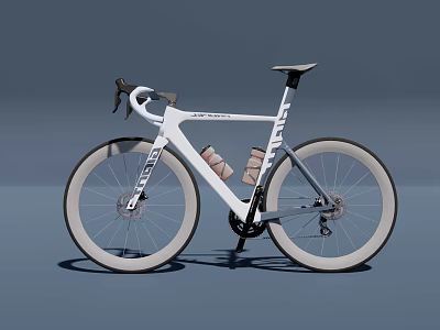 White Modern Road Bicycle With Sleek Aerodynamic Frame And Lightweight Wheels 3d model