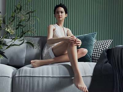 Modern woman beauty Chinese 3d model