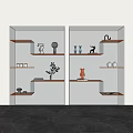 Modern Glass Bookcase With Black Frame Orange Shelves And Decorative Items