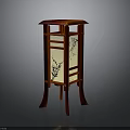 Traditional Chinese Lantern With Red Wooden Frame White Lampshade And Black Patterns