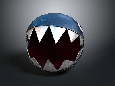 Decorative Ornament Set With Blue Sphere White Spiked Design And Red Interior 3d model