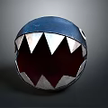 Decorative Ornament Set With Blue Sphere White Spiked Design And Red Interior 3d model