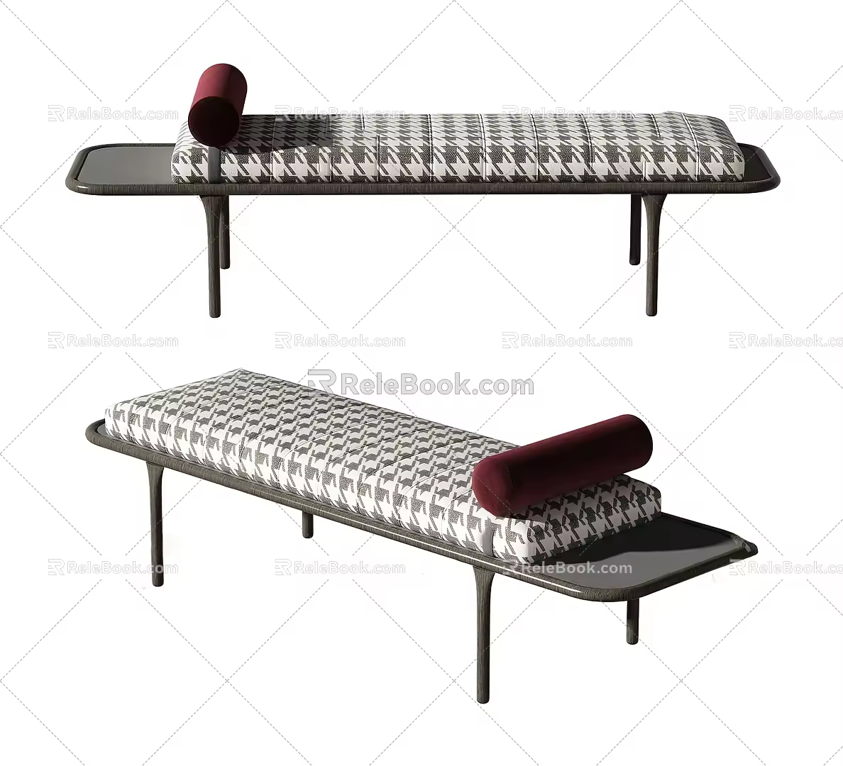 Modern bed end stool 3d model