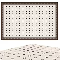 Square Rug With Black Diamond Pattern On White Background And Brown Border 3d model
