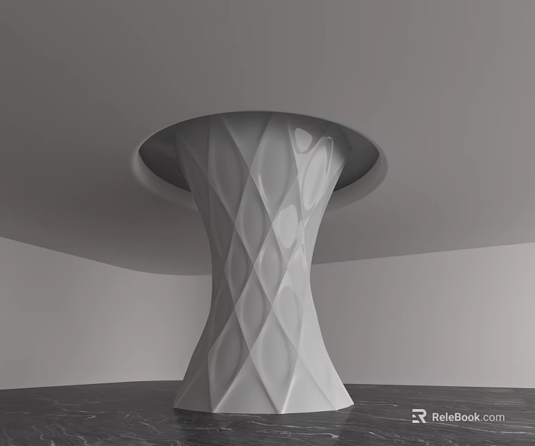 White Geometric Patterned Modern Pillar With Sleek Surface In Minimalist Interior 3d model 
