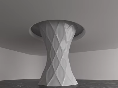 White Geometric Patterned Modern Pillar With Sleek Surface In Minimalist Interior 3d model