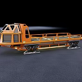 Modern Orange Utility Vehicle With Multiple Windows And Sturdy Support Structure 3d model