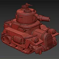Detailed Yellow 3D Tank Model With Turret Cannon Headlights And Tracks