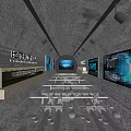 Underground Cross Section Tunnel With Geological Displays Transparent Floor And Pipeline System
