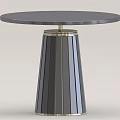 Modern Side Table With Round Tabletop Vertical Striped Base And Gold Accents 3d model