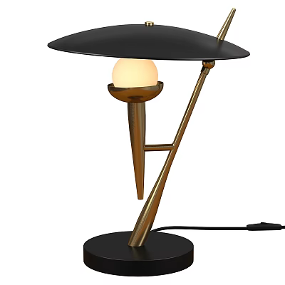 Modern Pendant Light With Black Lampshade Gold Metal Frame And Spherical Bulb 3d model