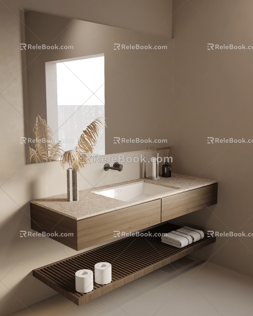 06 Bathroom Cabinet-Silent Wind Bathroom Cabinet 3d model