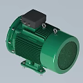 Green Industrial Electric Motor With Cooling Fins Terminal Box And Base Mount