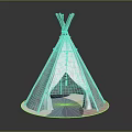 Kids Teepee Tent Furniture With Polka Dot Pattern Wooden Stick Support Decorative Beads And Round Base