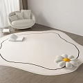 Quiet Single Sofa Cream Carpet Casual Sofa Pillow 3d model