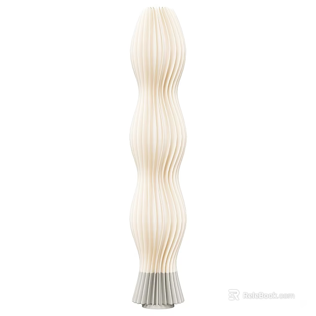 Modern Floor Lamp With Wavy Striped Fabric Shade And Metal Base For Living Room Decor 3d model 