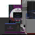 Neon Light Art Experience Hall Photo Spot with Tape Installation and Guitar