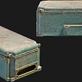 Rusted Teal Metal Electrical Boxes With Weathered Surface And Industrial Hinges For Building Use