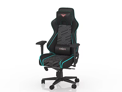 Modern Black Office Chair with Green Accents Geometric Pattern Adjustable Arms and Furmax Brand 3d model