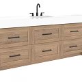 Modern Wooden Bathroom Vanity With White Countertop Faucet And Multiple Drawers