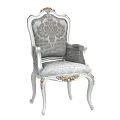 Elegant Accent Chair With Carved Gold Accents And Classic Patterned Fabric