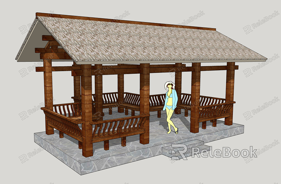 New Chinese style pavilion leisure holiday thatched pavilion model