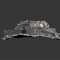 Artistic Layered Wood And Stone Sculpture Featuring Natural Texture Blue Gray Green Tones