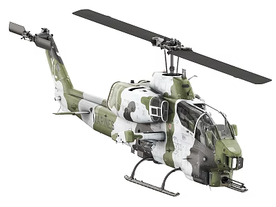 Detailed Military Helicopter With Camouflage Paint Rotor Blades And Weapon Systems 3d model